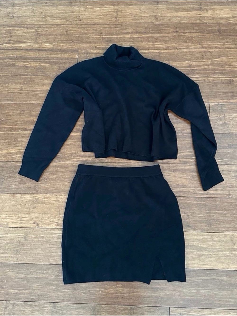 Lulus Snuggly Set Black Turtleneck Two-Piece Sweater Dress (XL but runs small) - Picture 4 of 5
